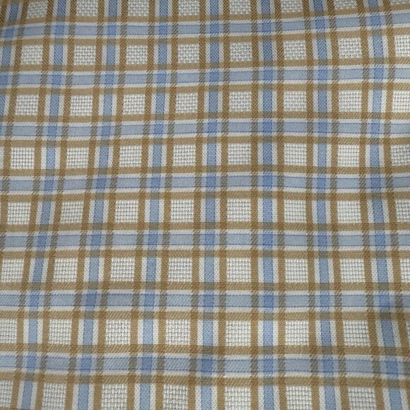 Faconnable Dress Shirt Mens L Blue Tan Checked Long Sleeve Button Up - Picture 2 of 10
